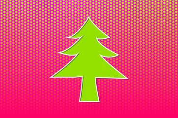 3d christmas tree on pink background with stars