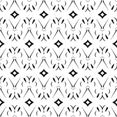 Black and white Geometric pattern in repeat. Fabric print. Seamless background, mosaic ornament, ethnic style.   