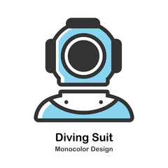 Ancient Diving Suit Monocolor Illustration