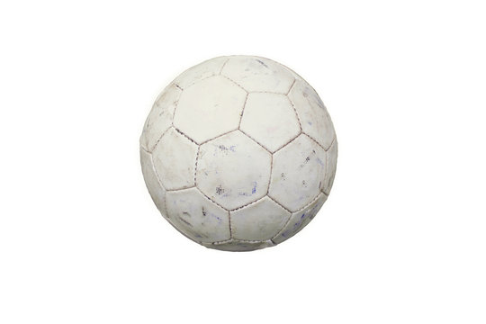 used soccer ball on white background. isolated