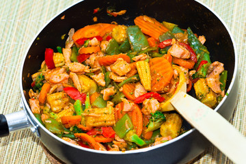 Top view of Mexican vegetables in a pan