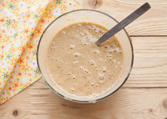 Preparation of batter for paleo apple-cinnamon pancakes