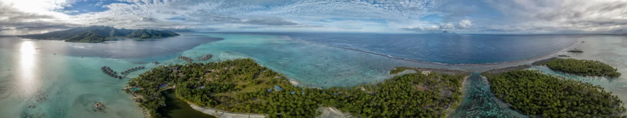Papier Peint photo Photo aérienne French Polynesia Taha Bora Bora aerial view panorama