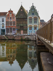 Naklejka premium Historical houses at the Haverwerf in the city center of Mechelen, Belgium. The Haverwerf was used for trading oats.