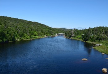 Fototapeta na wymiar river landscape along the Irish Loop, North East Brook near Trepassey, Avalon Peninsula Newfoundland 