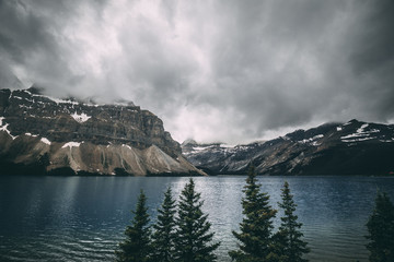 Moody lake and mountains