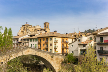 Naklejka na ściany i meble Old roman bridge in the historic city of Estella, Spain