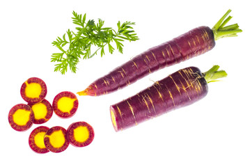 Purple carrot on white background