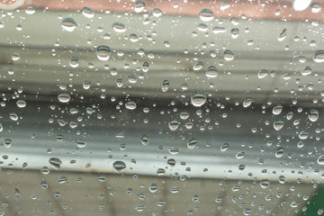rain water drops on window glass.