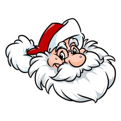 Emblem head Santa Claus Christmas happiness cartoon illustration isolated image 