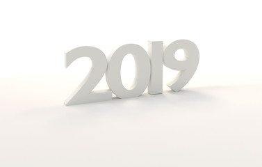 2019 bold letters new year concept 3d-illustration