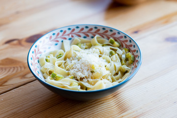 Tagliatelle pasta with Zucchini and Parmesan Cheese