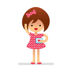 Cartoon. Cute girl with love letter. Flat style. Vector.