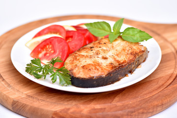 A fish dish. Mediterranean Kitchen. Healthy eating.