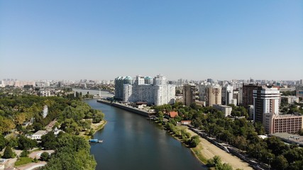 Fototapeta premium View of the Kuban River from the air.