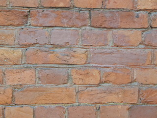 Detail of old red brick wall, background