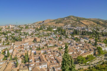 Fototapeta na wymiar Albaicin in Granada, Spain. Old Town of Granada from above. 