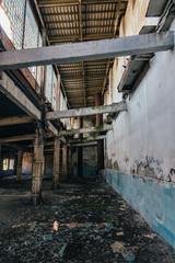 Dark interior of empty abandoned factory