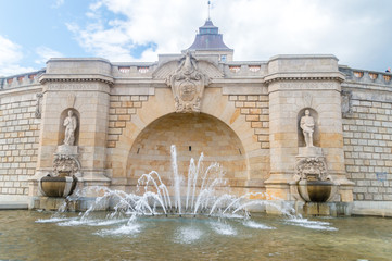 Fountain at Haken Terrases in Old Town of Szczecin.