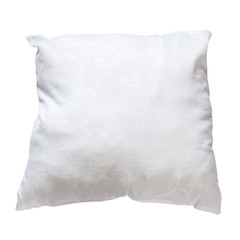 top view of used white pillow isolated