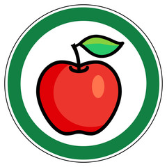 srg436 SignRoundGreen - german - ez436 ErlaubnisZeichen: Reifer roter Apfel mit Blatt / erlaubt / genehmigt / Erlaubnis - english - approved - ripe apple with leaf allowed / permitted - green g6526