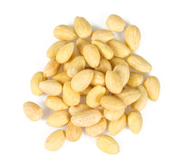 blanched almonds isolated on white