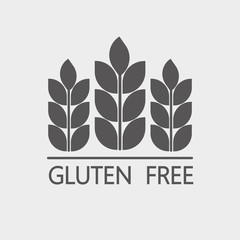 Gluten free outline sign or label with wheat icon. Infographics element for food packaging.
