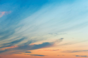 Fototapeta premium Beautiful sky at sunset. Pink and blue sky. Bright sky at dawn.