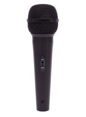 Black Dynamic Microphone with On/Off Switch on White Background