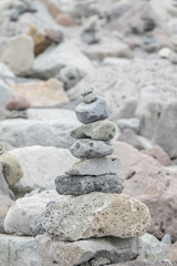Fototapeta na wymiar Cairn among rocks