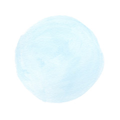 Watercolor art illustration background, blue circle shape watercolor panting design textured on white paper isolated on white background