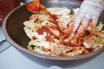 Making Kimchi, Korean pickle 