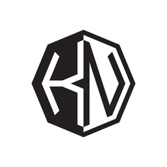 two letter KN octagon negative space logo