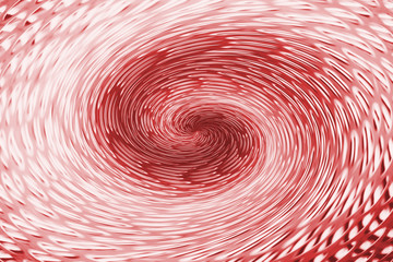 Red wormhole in form of spiral absorbs space. Background image of asymmetric vortex tunnel in center of shot.