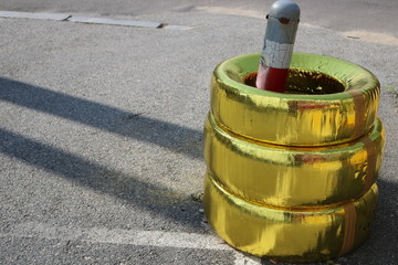 Modern golden tires pile