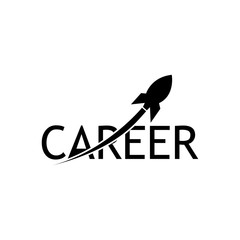 Career and spacecraft icon. Flat vector illustration on white background