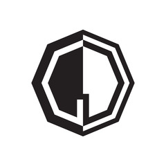 two letter LJ octagon negative space logo