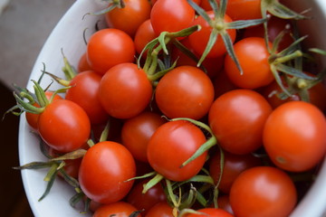Cherry Tomatoes in White Bowl