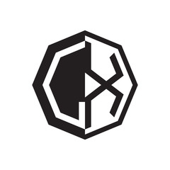 two letter LX octagon negative space logo