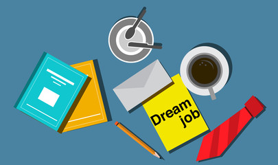 Dream job on the Workbench, vector illustration.