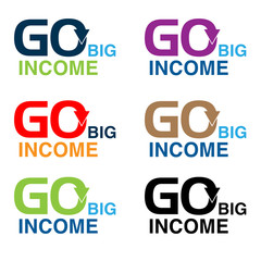 Go big income with arrow icon. Flat vector illustration on white background.