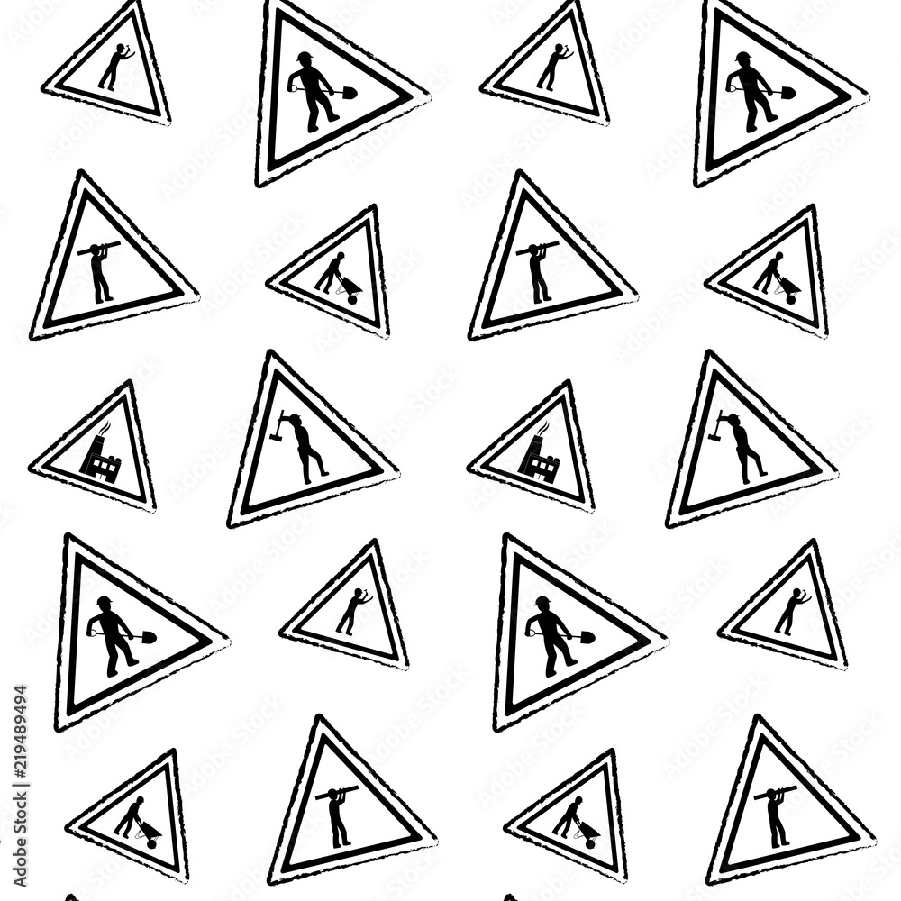 Wall mural grunge triangle caution emblem to industry maintenance background