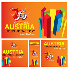 Fototapeta na wymiar Vector illustration. background Austria Independence Day of October 26. designs for posters, backgrounds, cards, banners, stickers, etc