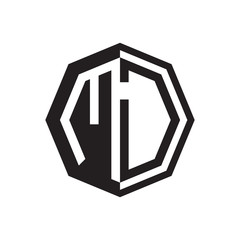 two letter MD octagon negative space logo