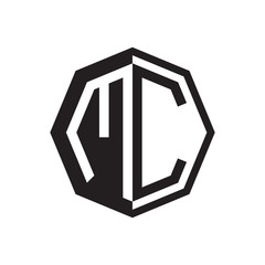 two letter MC octagon negative space logo