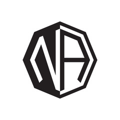 two letter NA octagon negative space logo