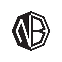 two letter NB octagon negative space logo