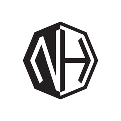 two letter NH octagon negative space logo