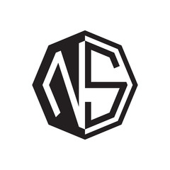 two letter NS octagon negative space logo