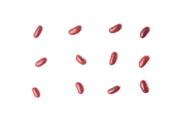 Red beans isolated on the white background.